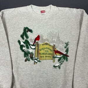 VTG 1993 “Welcome To Franklin Lakes, New Jersey” Hanes Grey Sweatshirt Size L